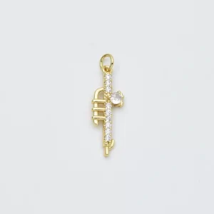 Gold Filled Flute Pendant Charm, Musical Instrument Jewelry, Gift for Musicians, Brass Music Charm, Gold Flute Necklace, CP2455