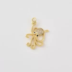 Gold Filled Octopus Pendant Charm, Cute Animal Jewelry, Ocean Inspired Gold Charm, Gift for Ocean Lovers, Gold Octopus Necklace, CP2456
