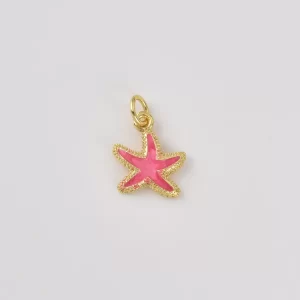 Gold Filled Pink Starfish Pendant Charm, Beach Jewelry, Ocean Inspired Charm, Gift for Beach Lovers, Gold Sea Life Charm, CP2461