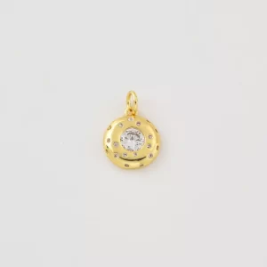 Gold Filled Round CZ Pendant Charm, Sparkling Cubic Zirconia Jewelry, Minimalist Gold Charm, Gift for Women, Everyday Necklace, CP2465
