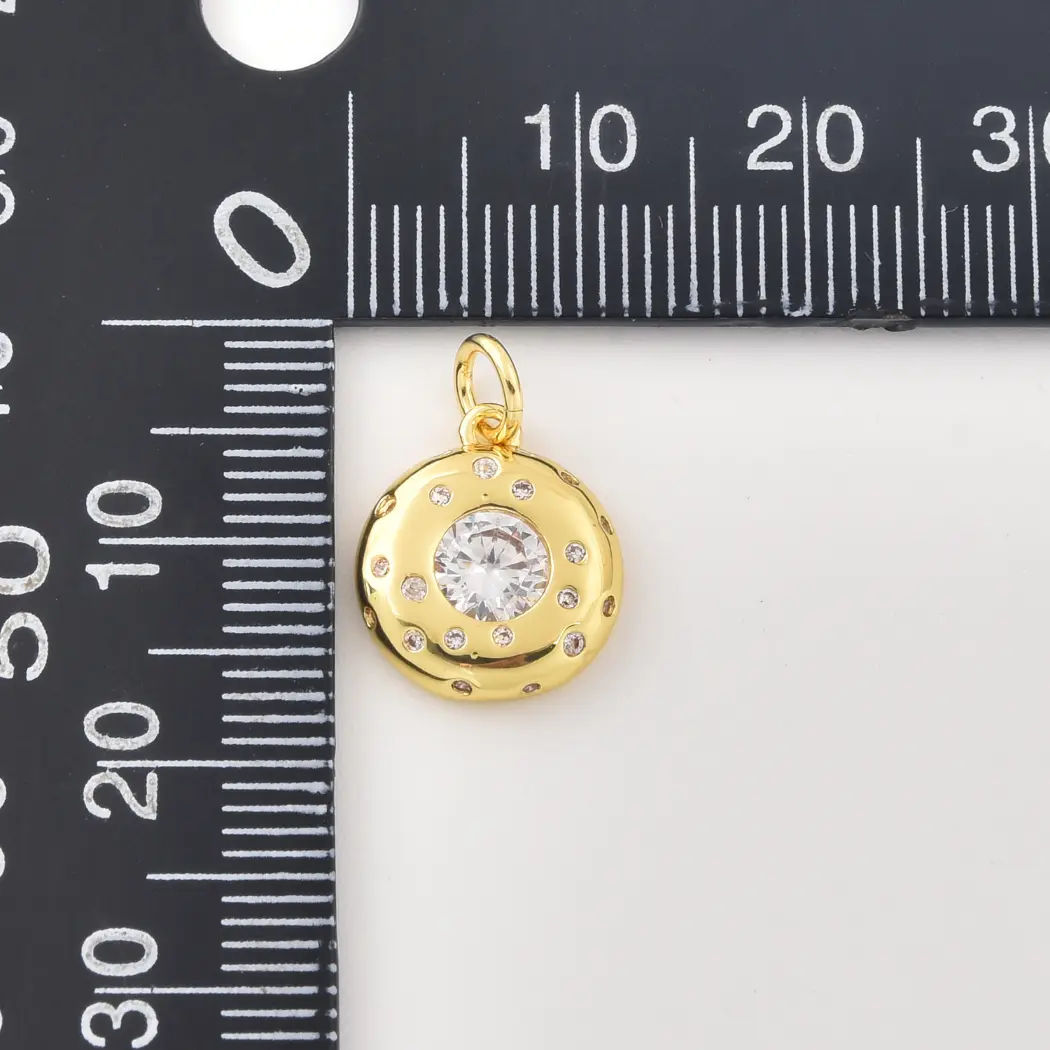 Gold Filled Round CZ Pendant Charm, Sparkling Cubic Zirconia Jewelry, Minimalist Gold Charm, Gift for Women, Everyday Necklace, CP2465 - Image 3