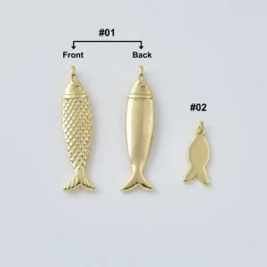 Gold Filled Fish Pendant Necklace, Minimalist Gold Fish Jewelry, Double-Sided Charm, Front and Back Design, Gift for Fish Lovers, Lot022