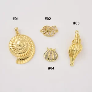 Gold Filled Seashell Charm, Ocean Inspired Pendant, Cubic Zirconia Shell Jewelry, Jewelry Making Supply, DIY Necklace or Bracelet, Lot026