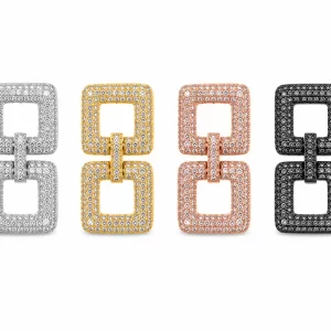 Gold Filled CZ Square Connector Clasp, Pave Crystal Link Jewelry Clasp, Square Bracelet & Necklace Connector, DIY Jewelry Findings, CL311