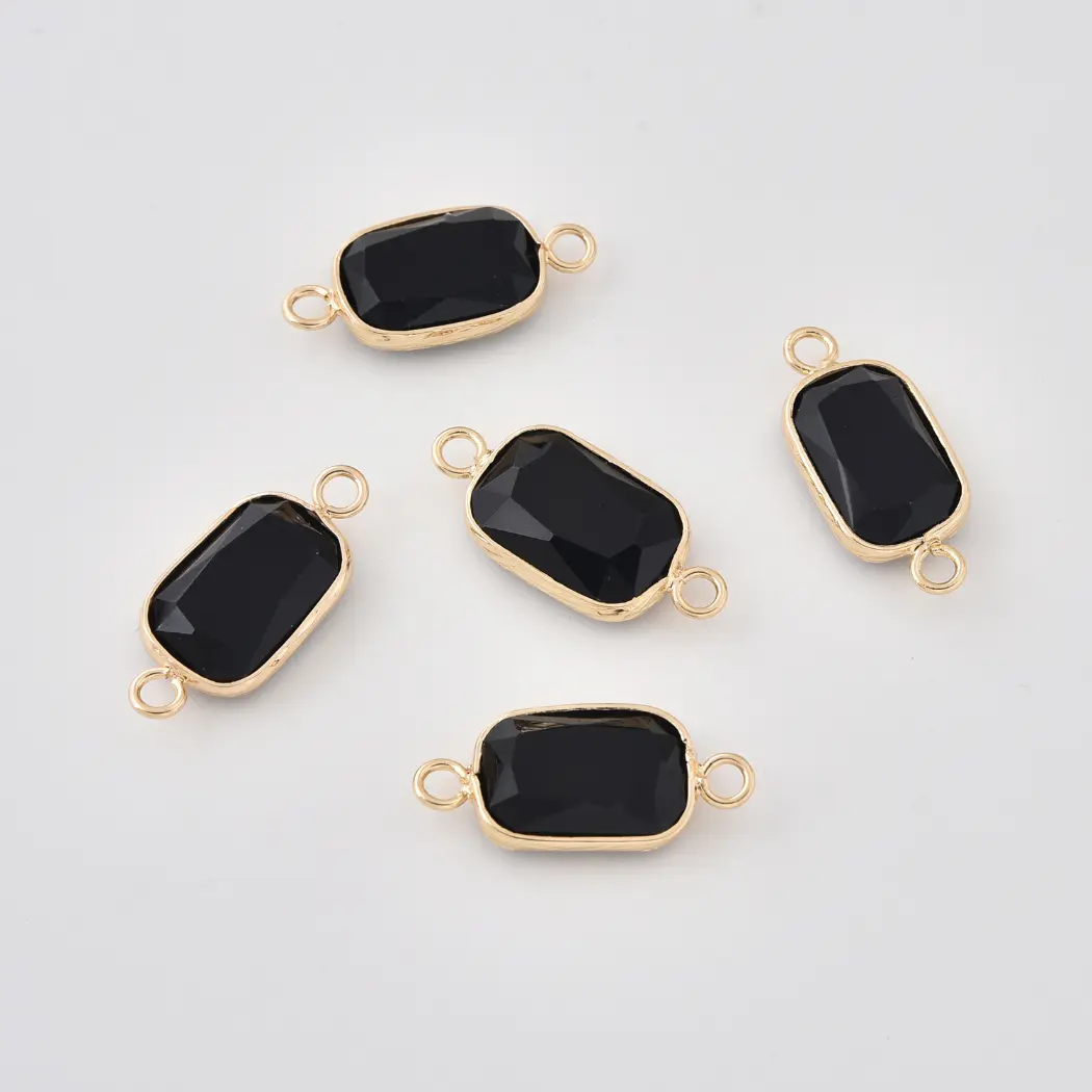 Natural Gemstone Bezel Connector Charm, Rose Quartz Amazonite Onyx Amethyst Tiger Eye Lapis Crystal Stone Pendant for Jewelry Making, CN520 - Image 6