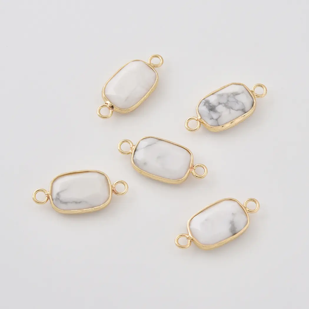 Natural Gemstone Bezel Connector Charm, Rose Quartz Amazonite Onyx Amethyst Tiger Eye Lapis Crystal Stone Pendant for Jewelry Making, CN520 - Image 14