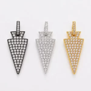 Gold Filled CZ Spike Arrow Charm, Pave Crystal Bar Pendant Jewelry Finding for Necklace Bracelet Earring DIY Jewelry Making, CP002