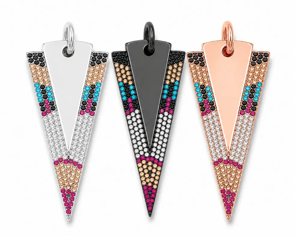 CZ Arrowhead Charm Pendant, Spike Drop Pendant, Colorful CZ Jewelry for Necklace Bracelet DIY Making Supplies, Gift for Her, CP005