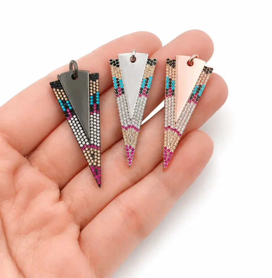 CZ Arrowhead Charm Pendant, Spike Drop Pendant, Colorful CZ Jewelry for Necklace Bracelet DIY Making Supplies, Gift for Her, CP005 - Image 2