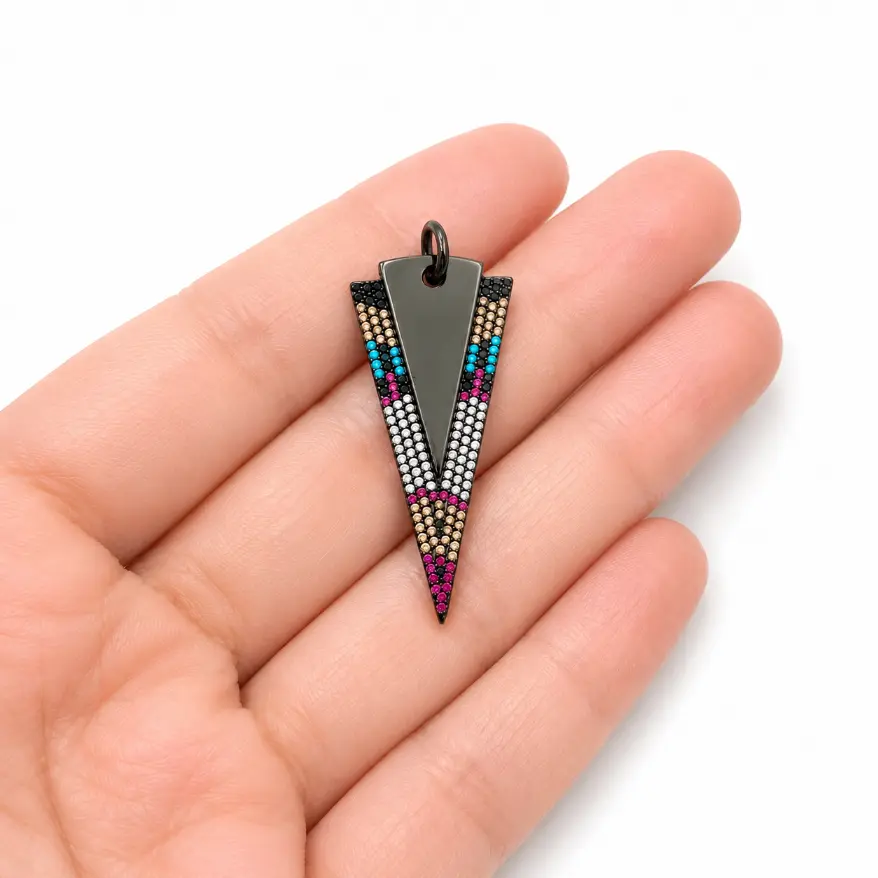 CZ Arrowhead Charm Pendant, Spike Drop Pendant, Colorful CZ Jewelry for Necklace Bracelet DIY Making Supplies, Gift for Her, CP005 - Image 3