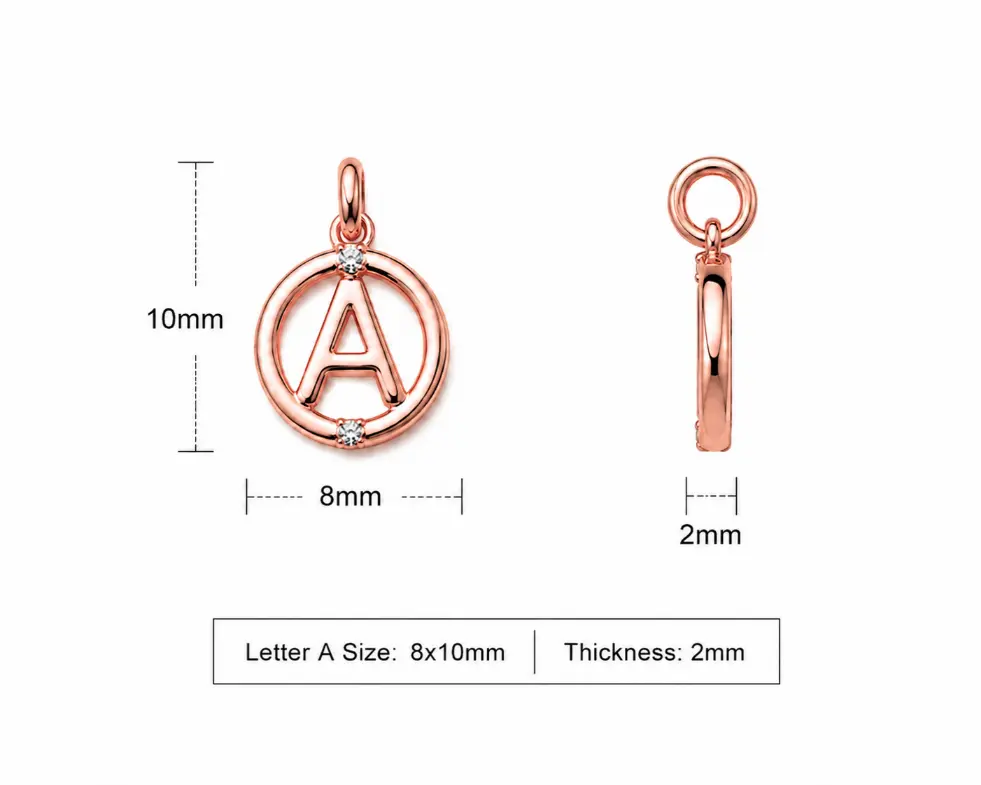 Rose Gold Alphabet Letter Charm Pendant, Initial A-Z CZ Rose Gold Tone Letter Disc Charm for Necklace Bracelet DIY Jewelry Supplies, CP067 - Image 2