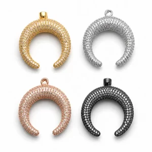 Gold Filled Crescent Pendant Charm, CZ Pave Horseshoe Arc Pendant, Gold Curved Charm for Necklace Bracelet DIY Jewelry Supplies, CP280