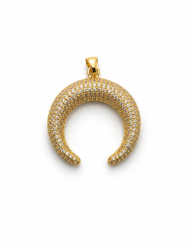 Gold Filled Crescent Pendant Charm, CZ Pave Horseshoe Arc Pendant, Gold Curved Charm for Necklace Bracelet DIY Jewelry Supplies, CP280 - Image 3