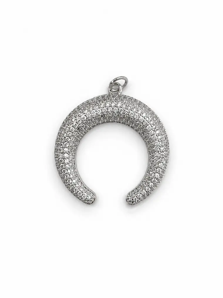Gold Filled Crescent Pendant Charm, CZ Pave Horseshoe Arc Pendant, Gold Curved Charm for Necklace Bracelet DIY Jewelry Supplies, CP280 - Image 4