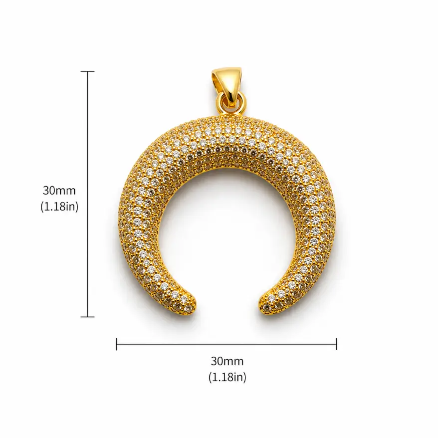 Gold Filled Crescent Pendant Charm, CZ Pave Horseshoe Arc Pendant, Gold Curved Charm for Necklace Bracelet DIY Jewelry Supplies, CP280 - Image 7