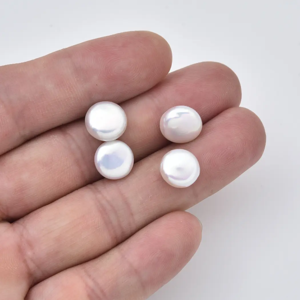 Freshwater Pearl 9mm 5A White Round Loose Beads Jewelry Supply Earring Necklace Making Sold By PAIR FWP128 - Image 2
