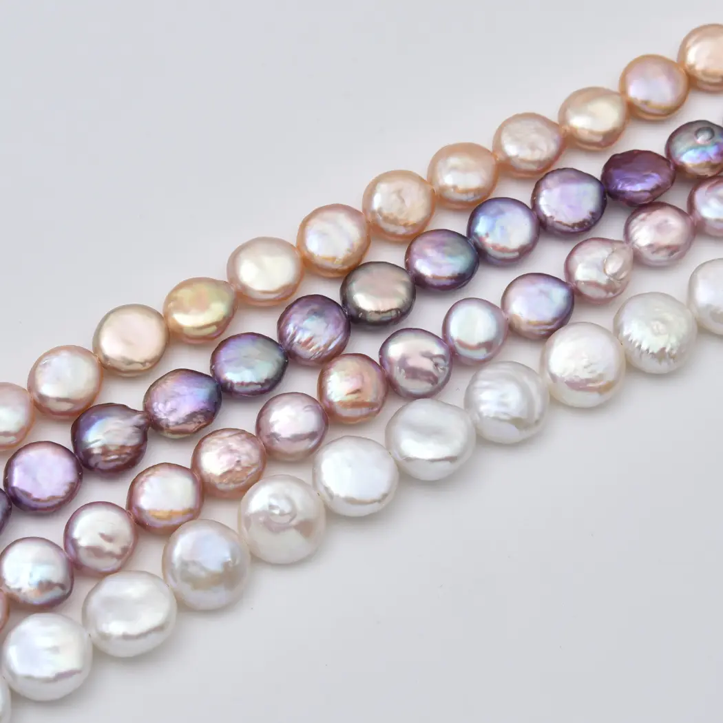 Coin Pearl 8mm Freshwater Pearl Flat Round Beads Lustrous Strand For Designer Jewelry Making Supply FWP132 - Image 3