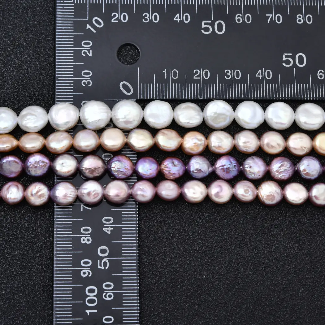 Coin Pearl 8mm Freshwater Pearl Flat Round Beads Lustrous Strand For Designer Jewelry Making Supply FWP132 - Image 8