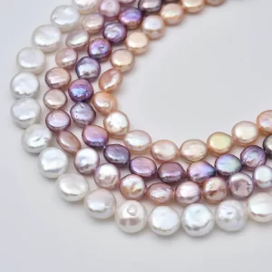 Coin Pearl 8mm Freshwater Pearl Flat Round Beads Lustrous Strand For Designer Jewelry Making Supply FWP132