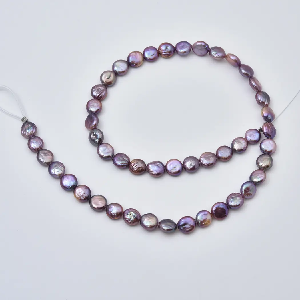 Coin Pearl 8mm Freshwater Pearl Flat Round Beads Lustrous Strand For Designer Jewelry Making Supply FWP132 - Image 4