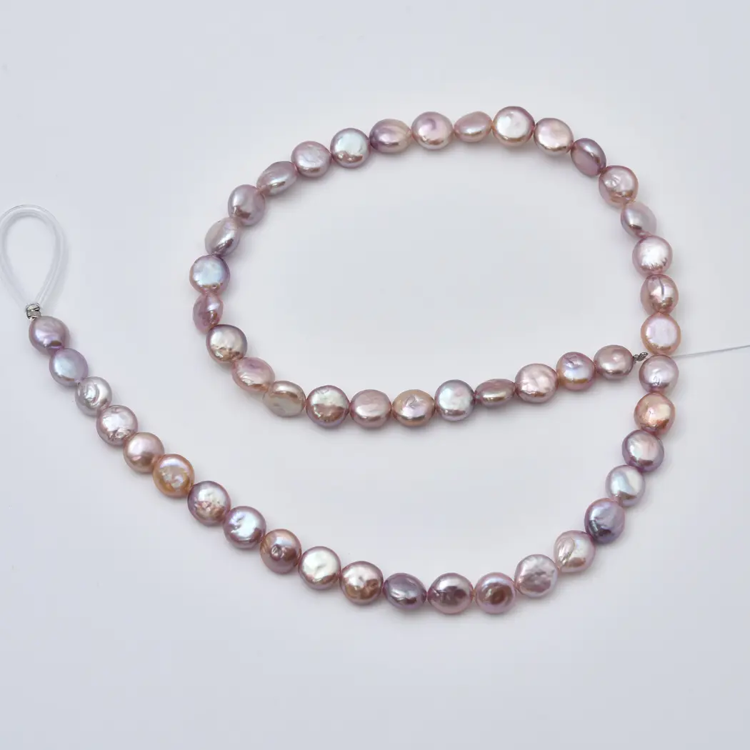 Coin Pearl 8mm Freshwater Pearl Flat Round Beads Lustrous Strand For Designer Jewelry Making Supply FWP132 - Image 5