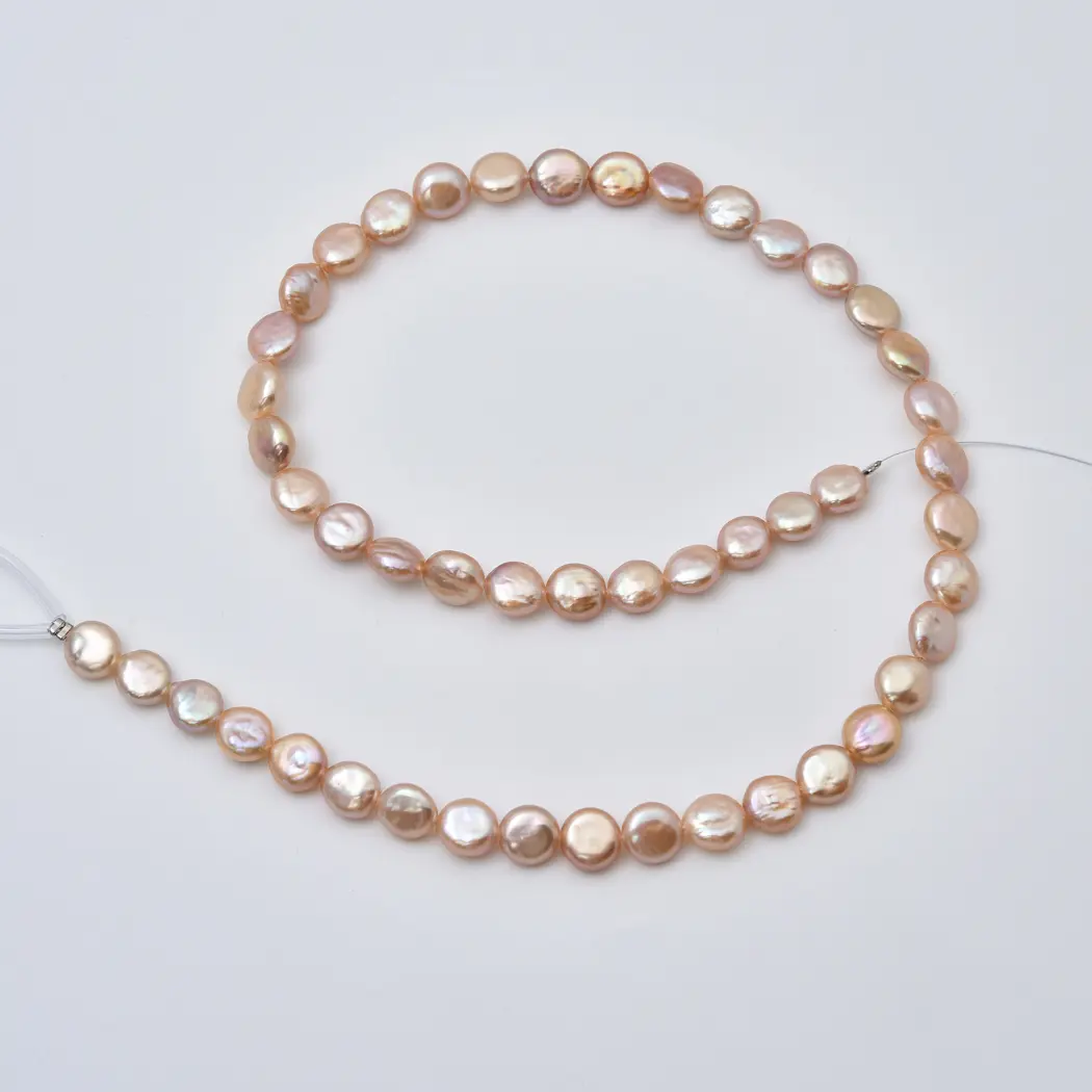 Coin Pearl 8mm Freshwater Pearl Flat Round Beads Lustrous Strand For Designer Jewelry Making Supply FWP132 - Image 6