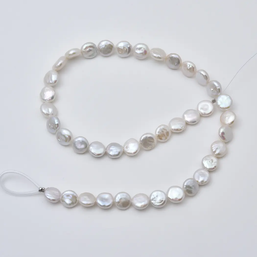 Coin Pearl 8mm Freshwater Pearl Flat Round Beads Lustrous Strand For Designer Jewelry Making Supply FWP132 - Image 7