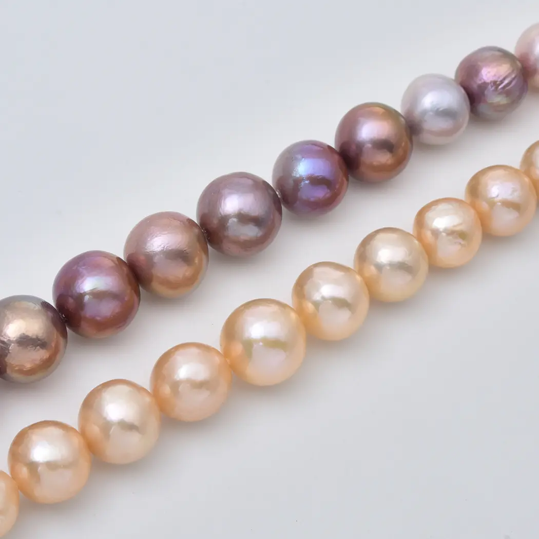 Edison Pearl 5A Large Round Pink Purple Freshwater Pearl Beads Strand Designer DIY Jewelry Making Supply FWP133
