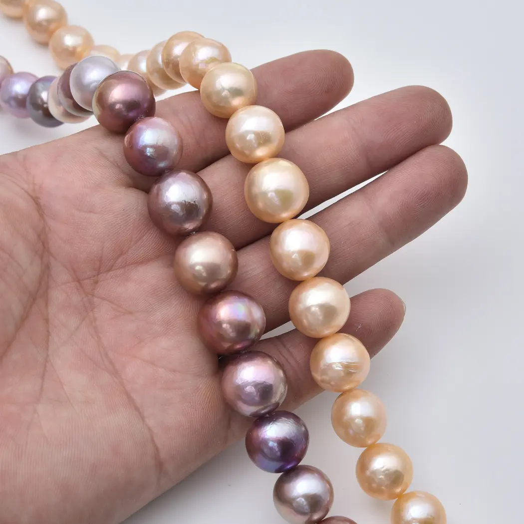 Edison Pearl 5A Large Round Pink Purple Freshwater Pearl Beads Strand Designer DIY Jewelry Making Supply FWP133 - Image 2