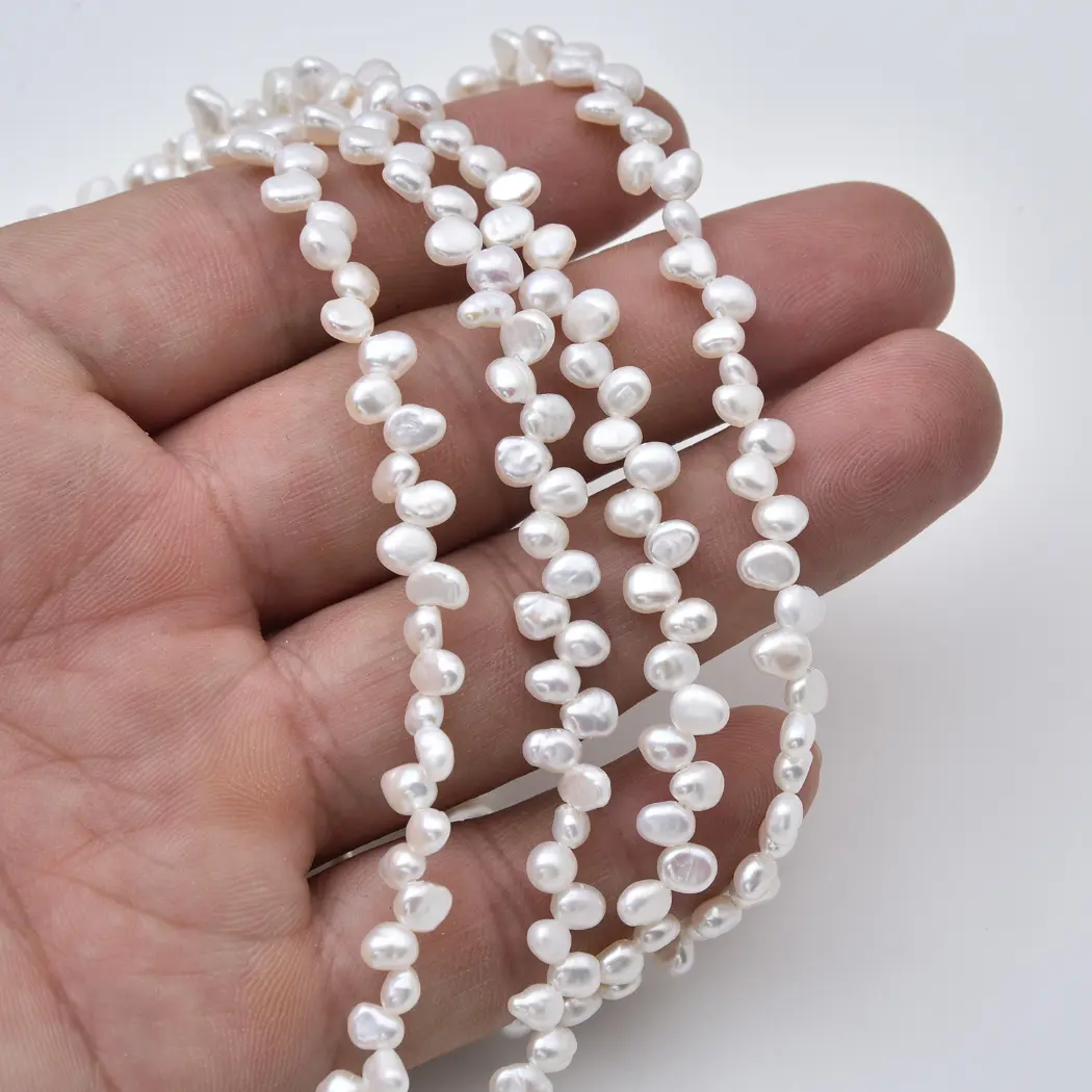 Keshi Pearl 3-4mm Top Side Drilled Freshwater Pearl Beads Tiny Organic Jewelry Making Accent Supply FWP134 - Image 2