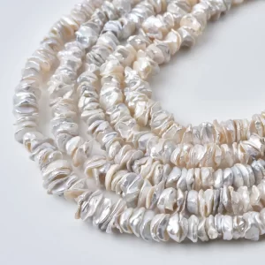 Keshi Pearl 9-10mm Freshwater Pearl Cornflake Beads Irregular White Strand For Artisan Jewelry Making Supply FWP136