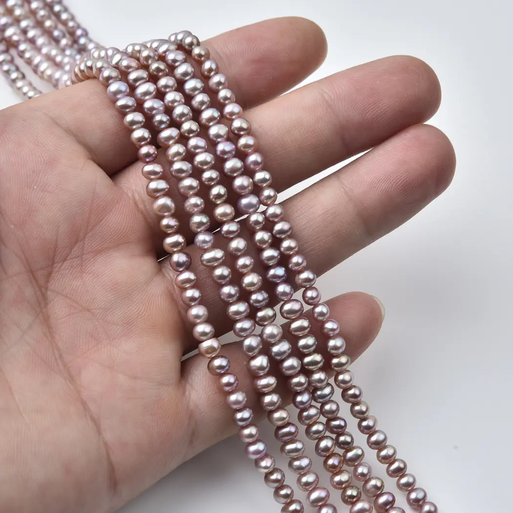 Seed Pearl 3.5-4mm Pink Oval Freshwater Pearl Strand Tiny Lustrous Beads For Delicate Jewelry Making Supply FWP137 - Image 2