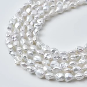 Keshi Pearl 7-8mm White Baroque Freshwater Pearl Beads Organic Strand For Textured Jewelry Making Supply FWP138