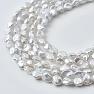 Keshi Pearl 6-7mm White Baroque Freshwater Pearl Strand Organic Pebble Beads For Coastal Jewelry Making Supply FWP139