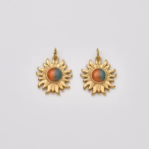 Stainless Steel Sun Face Pendant Charm, Gold Celestial Sun Jewelry Finding, Sun Earring Connector, DIY Necklace Bracelet Supply, SCP241