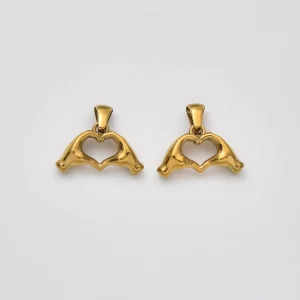 Stainless Steel Hand Heart Charm, Love Hands Pendant Jewelry Finding, Gold Heart Connector for Necklace Bracelet DIY Jewelry Supply, SCP242