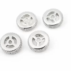 Shiny Silver CZ Spacer Bead, 8mm Round Pave Crystal Disc Spacer, Bracelet Necklace DIY Jewelry Supplies, Jewelry Findings, SP035