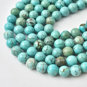Number 8 Turquoise Natural Genuine 10mm Round Spiderweb Gemstone Beads Jewelry Supply TUQ111