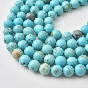 Kingman Turquoise Natural Genuine 10mm Round Matrix Gemstone Beads Jewelry Making Supply Craft Loose Strand TUQ113