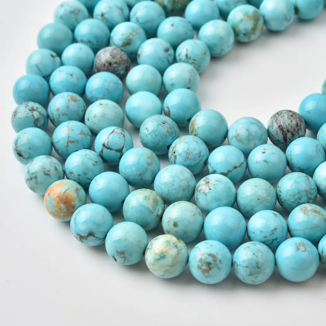 Kingman Turquoise Natural Genuine 10mm Round Matrix Gemstone Beads Jewelry Making Supply Craft Loose Strand TUQ113