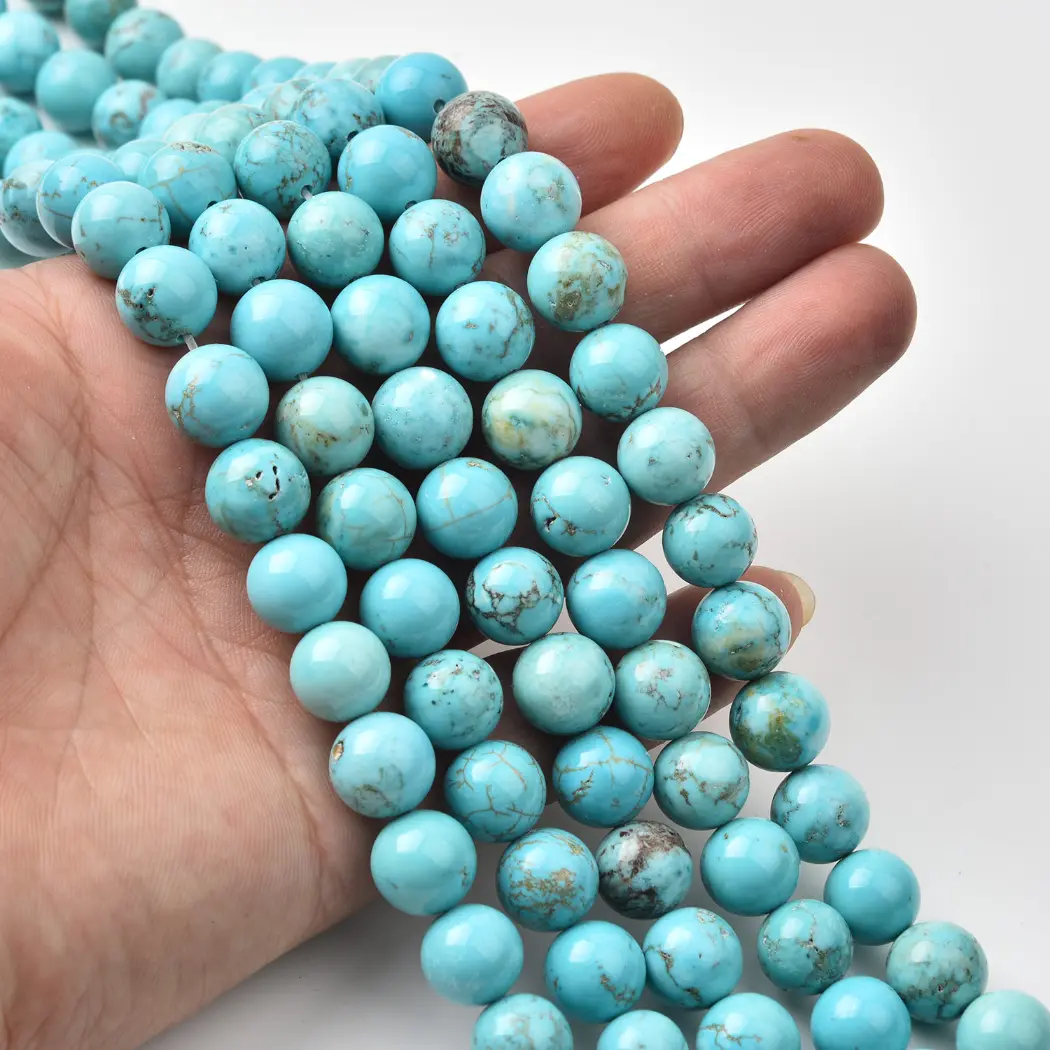 Kingman Turquoise Natural Genuine 10mm Round Matrix Gemstone Beads Jewelry Making Supply Craft Loose Strand TUQ113 - Image 2