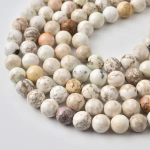 White Buffalo Turquoise Natural Genuine 10mm Round Gemstone Beads For DIY Jewelry Making Supply TUQ117
