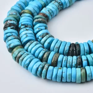 Royston Turquoise Natural Genuine 10-14mm Graduated Rondelle Disc Beads For Jewelry Making Supply TUQ118