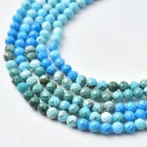 Hubei Spiderweb Turquoise Natural Genuine Faceted 4mm Round Beads Wholesale Jewelry Making Supply TUQ120