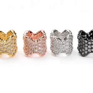 Gold Filled Large Hole Pave CZ Spacer Bead, Luxury Barrel Bead for European Charm Bracelets, 7mm Jewelry Making Supply, BD638