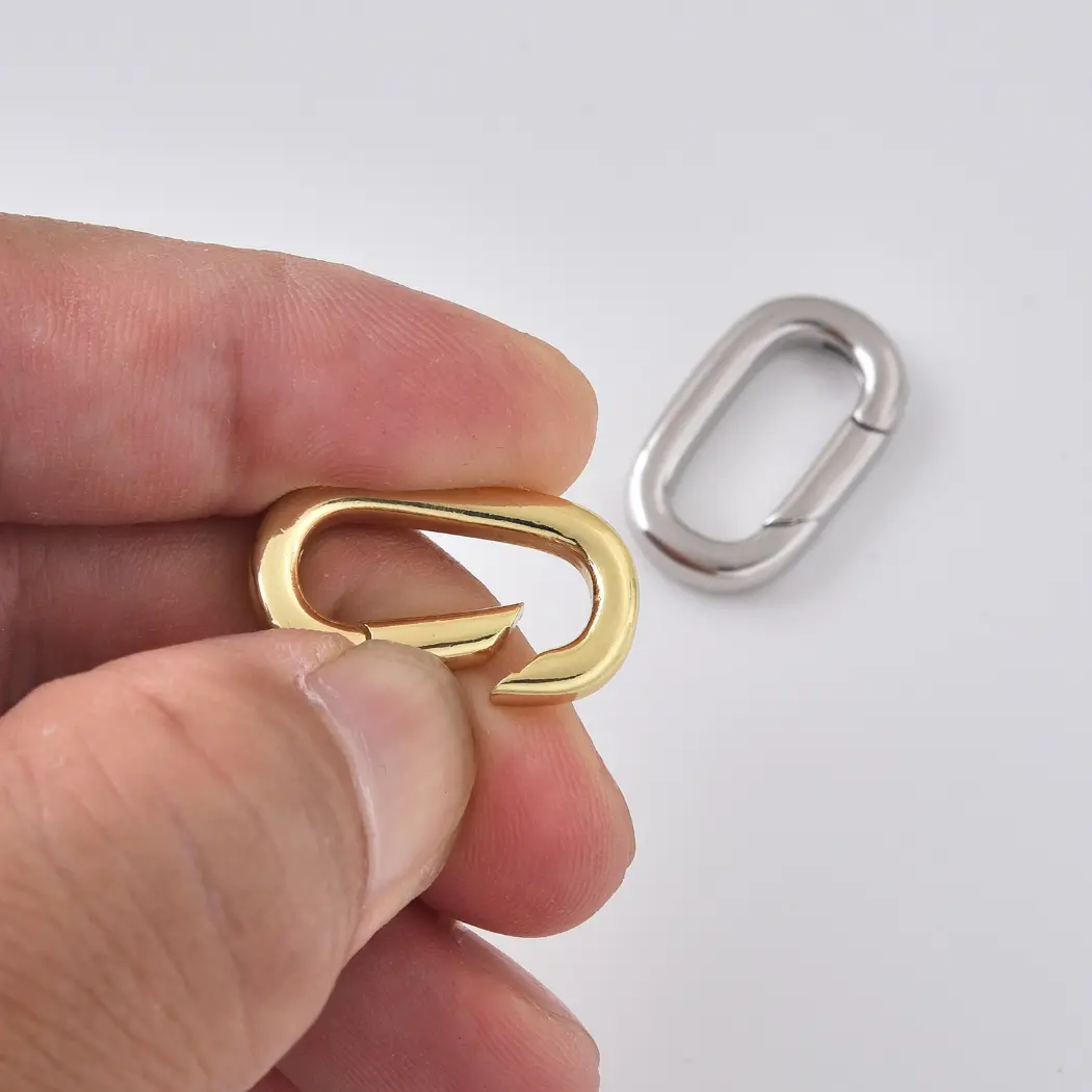 Gold Filled Oval Carabiner Clasp, Spring Lock Connector Clasp, Necklace Bracelet Clasp, Jewelry Findings, DIY Jewelry Supply, CL628 - Image 2
