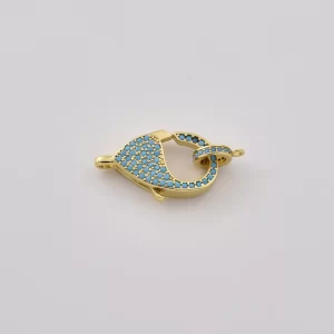 Gold Filled Turquoise CZ Fish Hook Clasp, Pave Fish Connector Clasp, Decorative Lobster Claw Clasp for Necklace Bracelet Jewelry CL632