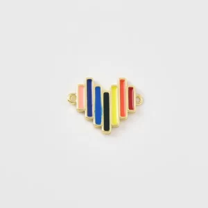 Gold Filled Rainbow Heart Connector Charm, Colorful Enamel Heart Link, Double Loop Connector, Bracelet Necklace Link, DIY Jewelry, CN522