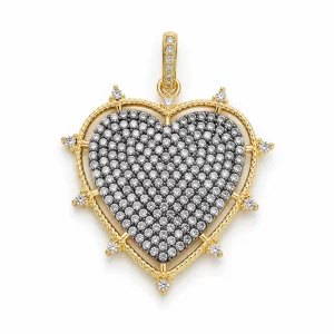 Gold Filled CZ Heart Pendant Charm, Pave Crystal Heart Statement Pendant, Romantic Love Jewelry Finding for Necklace Bracelet DIY, CP1865