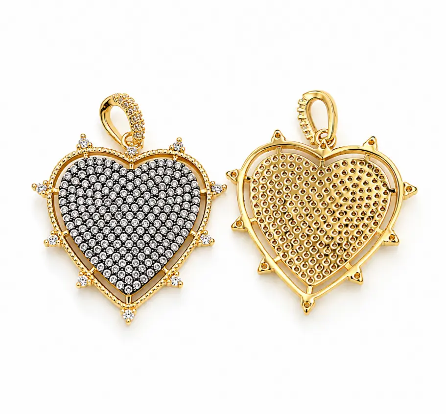 Gold Filled CZ Heart Pendant Charm, Pave Crystal Heart Statement Pendant, Romantic Love Jewelry Finding for Necklace Bracelet DIY, CP1865 - Image 2